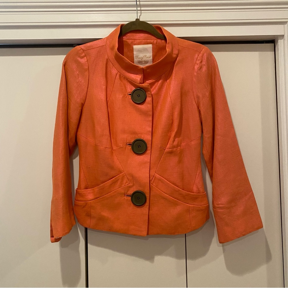 Tracy Reese Coral Orange Cropped Jacket